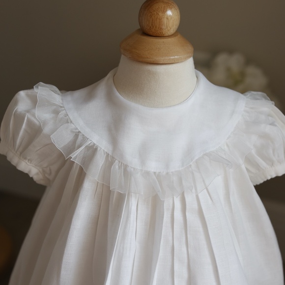 White Linen Float Dress Flower Girl Bailey Boys Chabré Boutique Size 4 NWT - Picture 5 of 8